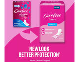 Carefree Acti-Fresh Body Shape pantiliners, texture douce et agréable au contact avec la peau.