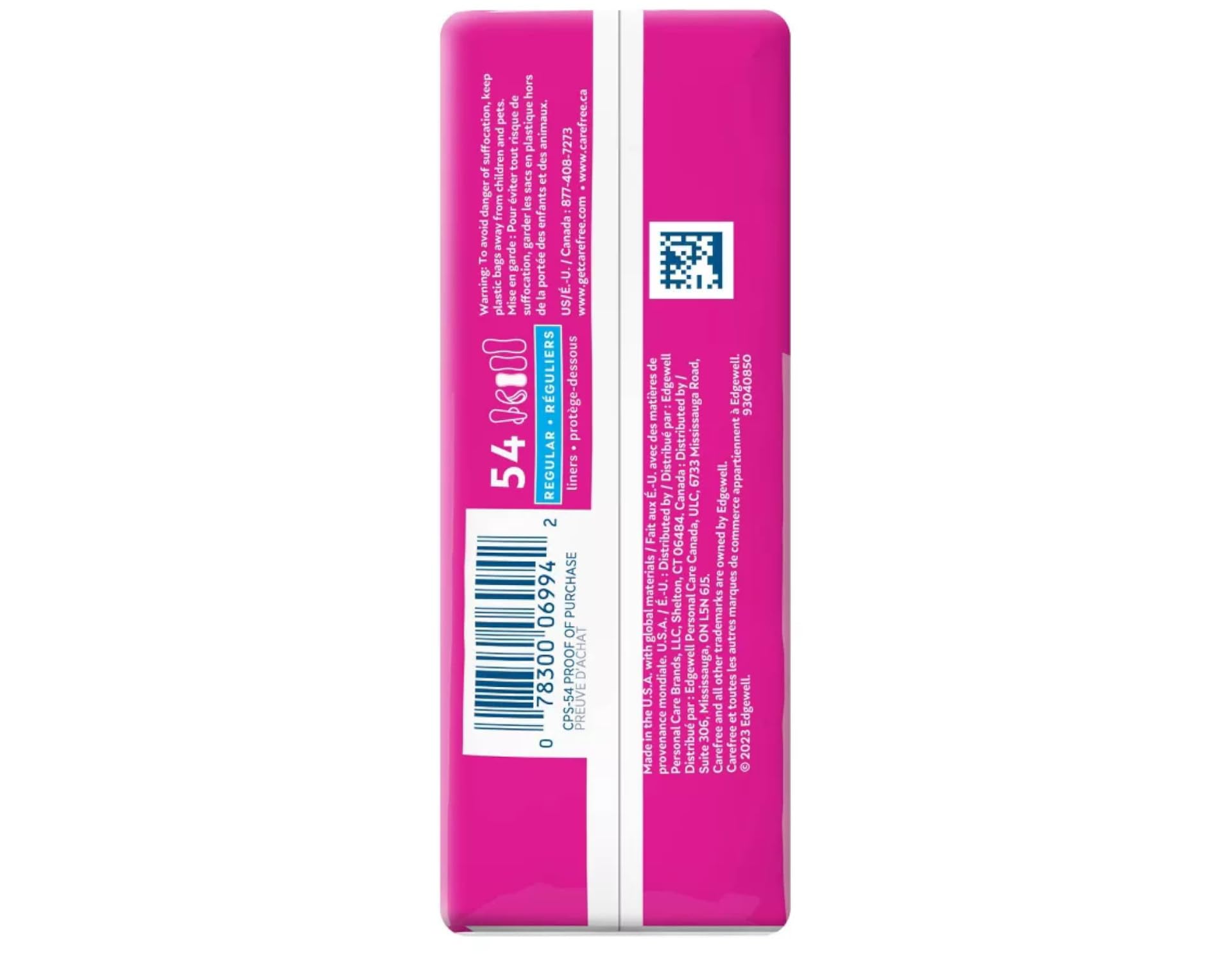 Carefree Acti-Fresh Body Shape pantiliners, forme adaptée qui suit les mouvements du corps.