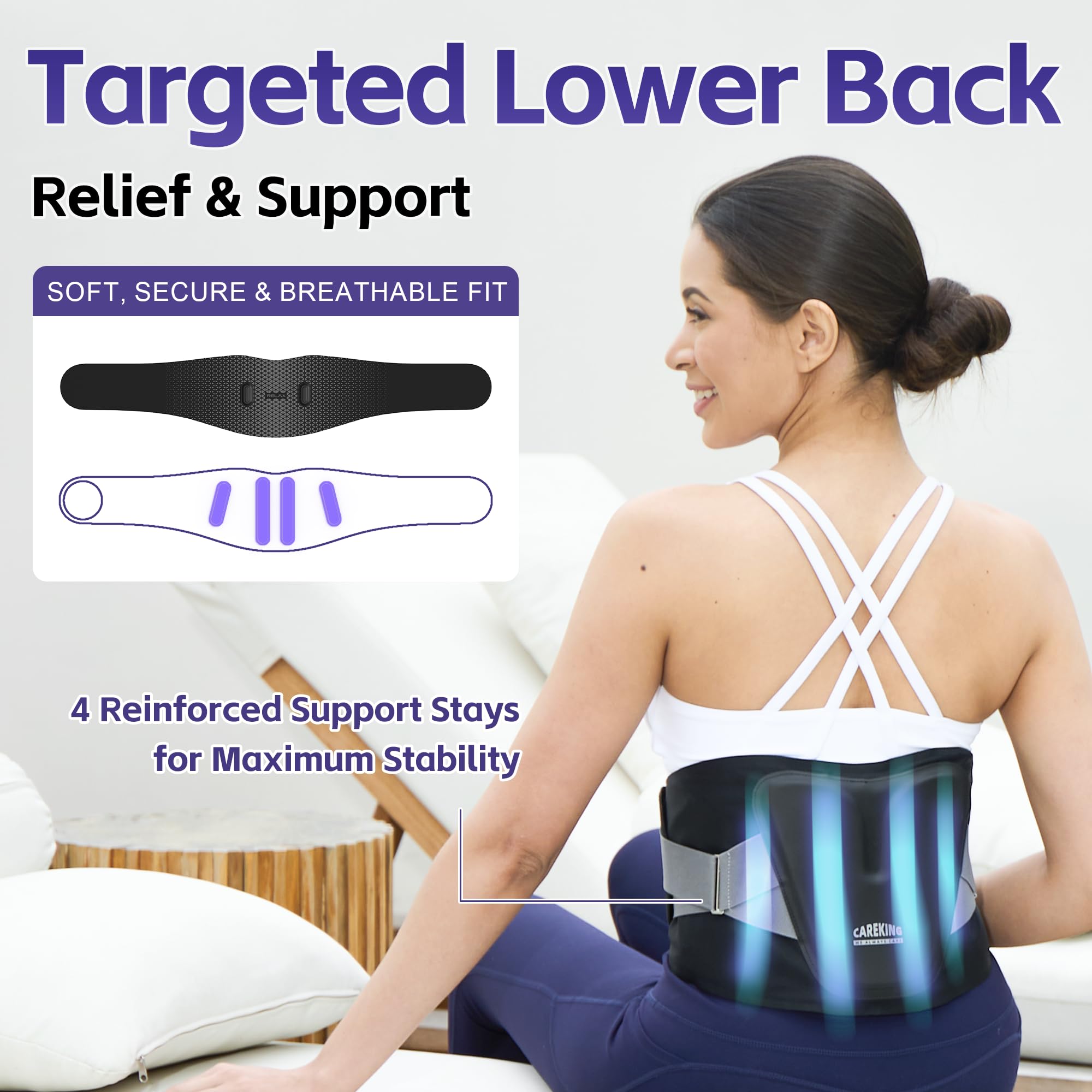 CAREKING Ceinture lombaire: support ajustable pour une posture stable.