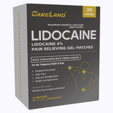 Pansement CARELAND lidocaïne 4% prêt à l’emploi, emballage pratique pour soulager rapidement.