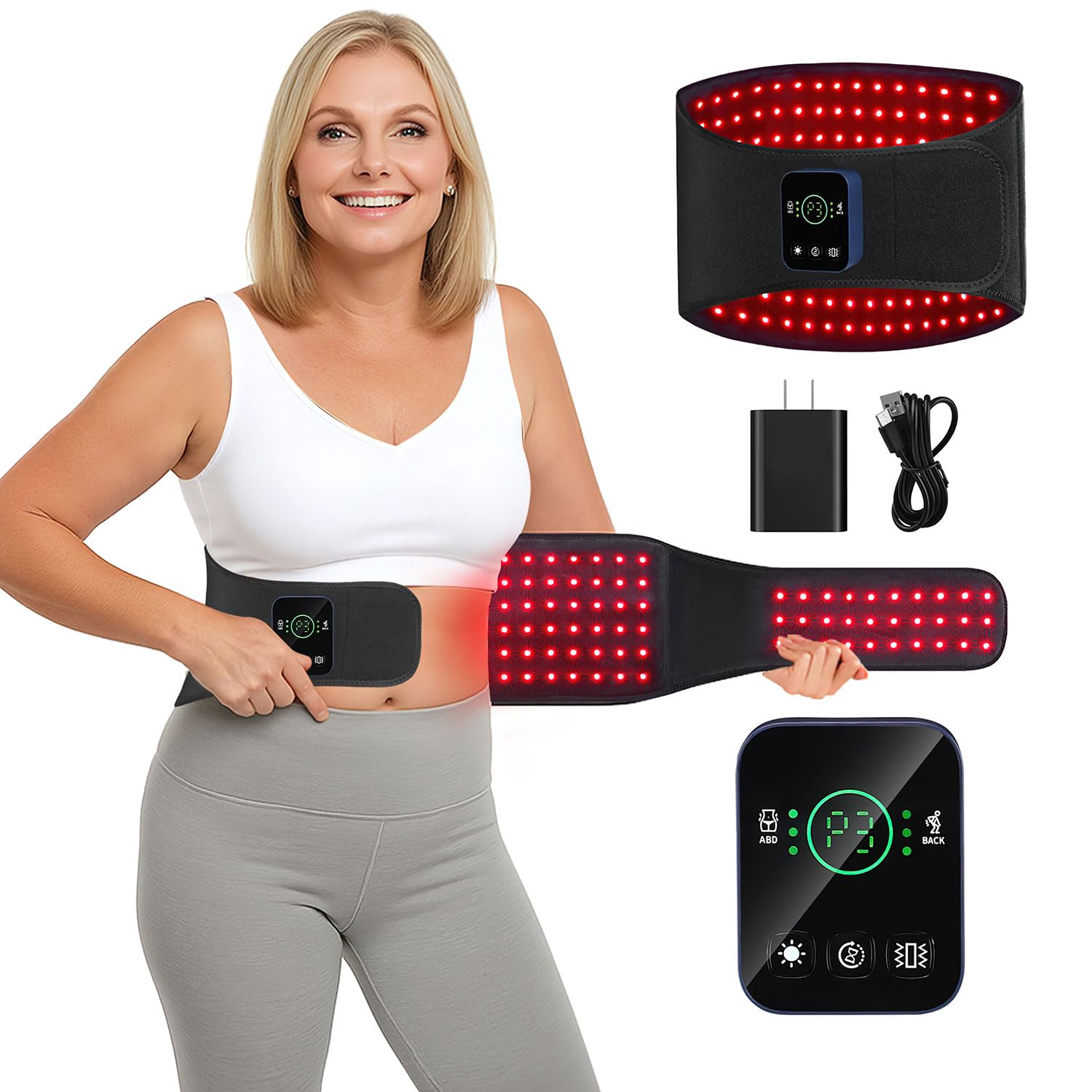 CAREMORR ceinture lumière rouge sans fil en mode ouverte pour usage nomade