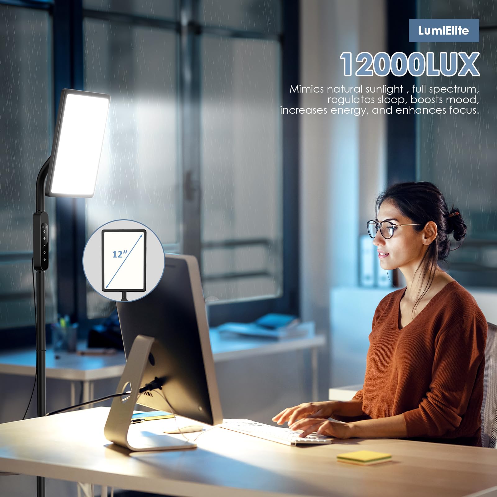 CAREMORR lampe luminothérapie hauteur rétractable pour ajustement personnalisé