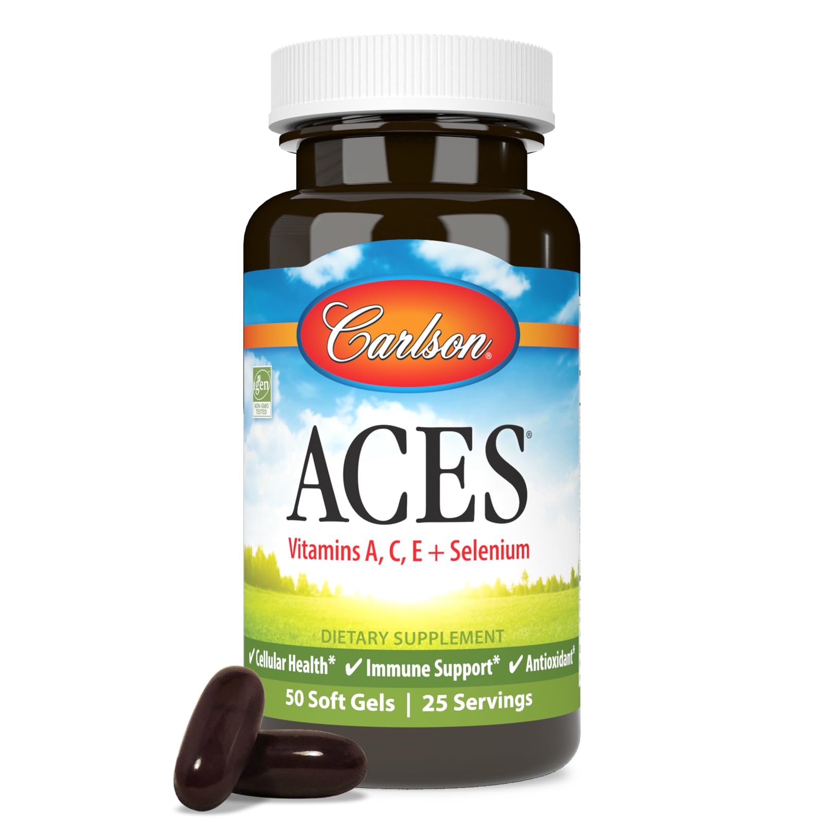Carlson ACES : bouteille de gélules molles 50 pour soutenir l’immunité.