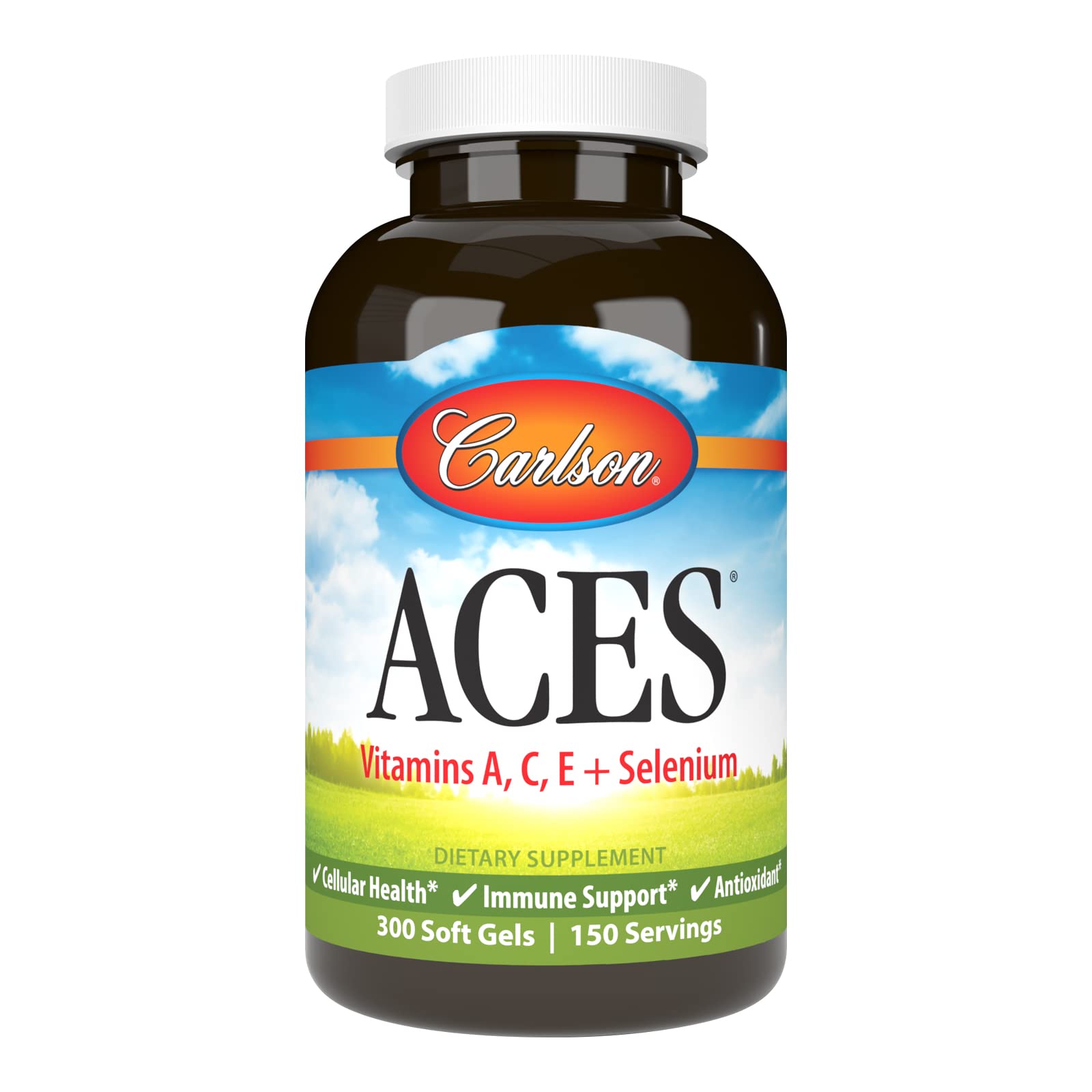 Carlson ACES: flacon gélules molles pour le soutien immunitaire et les antioxydants.