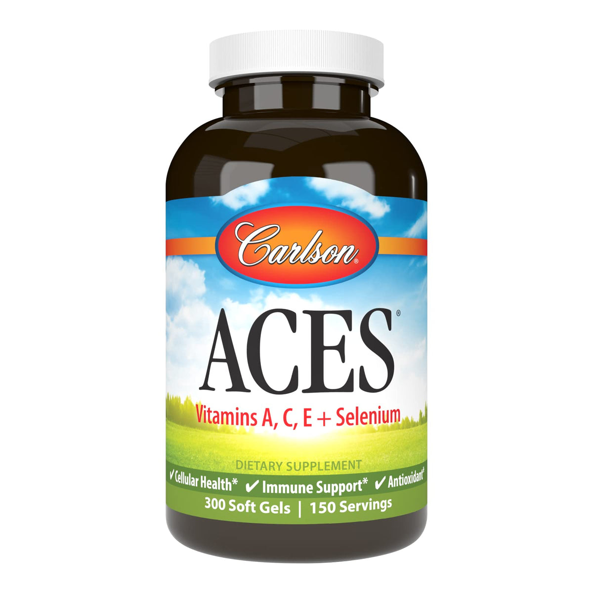 Carlson ACES: flacon gélules molles pour le soutien immunitaire et les antioxydants.