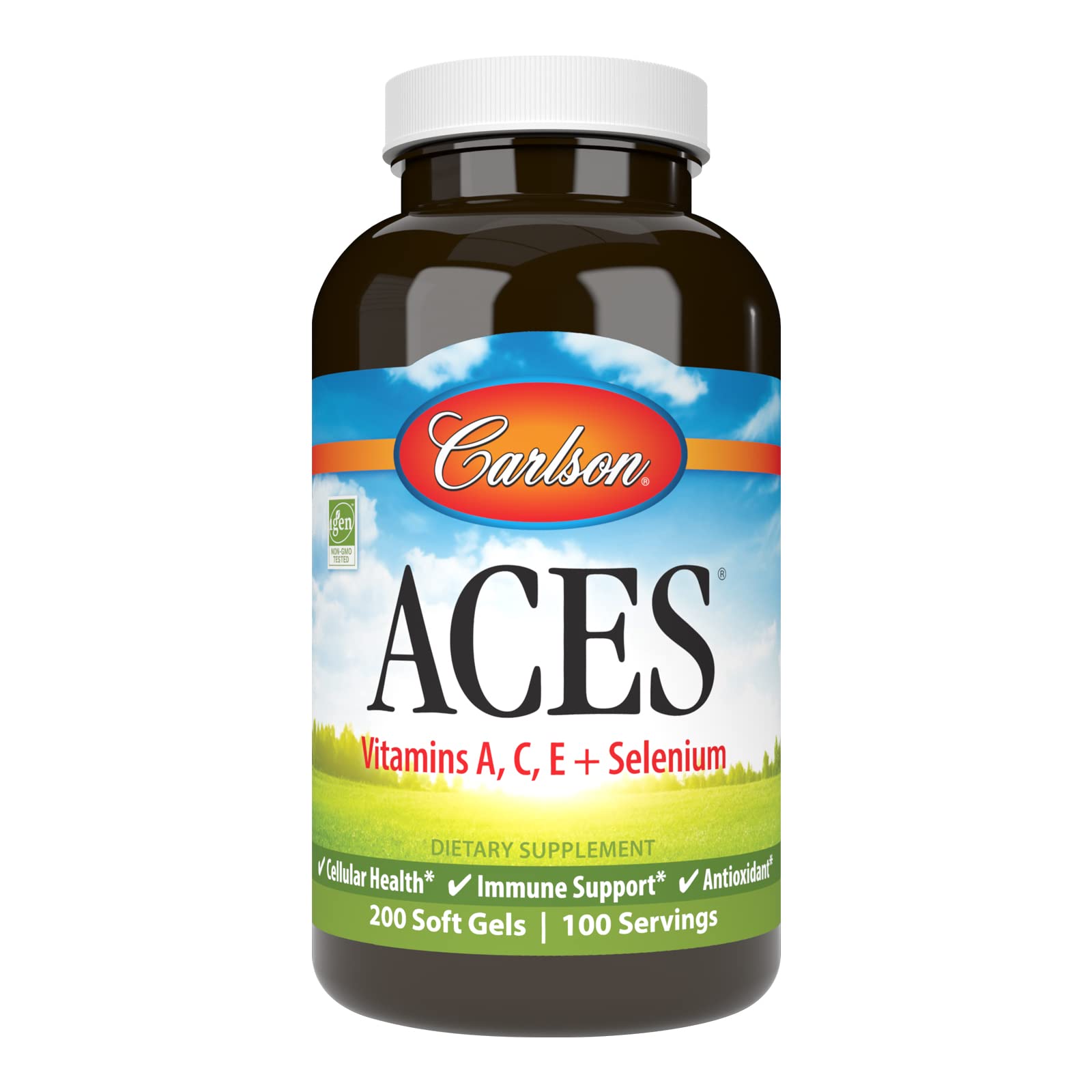 Carlson ACES – bouteille de gélules, soutien antioxydant quotidien.