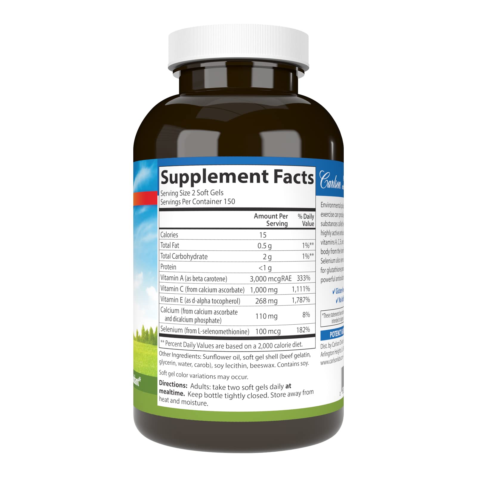 Carlson ACES: emballage-carton affichant les vitamines A, C, E et sélénium.