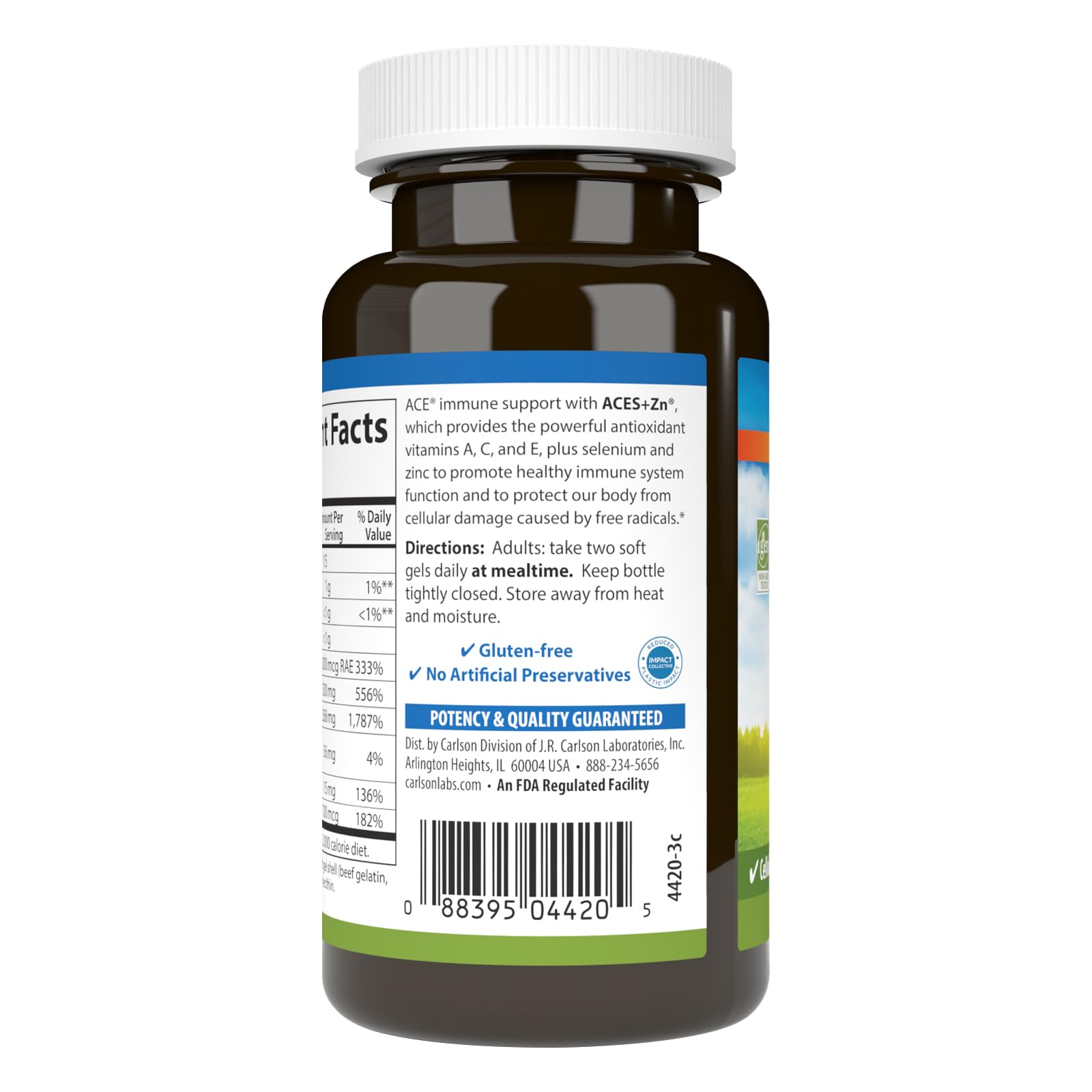 Carlson ACES + Zn – Etiquette claire, repérage rapide des nutriments.