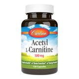 Carlson Acétyl L-Carnitine 500 mg – Bouteille pratique pour usage quotidien.