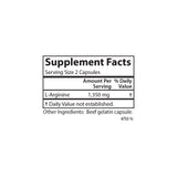 Carlson L-Arginine, ingrédients, précurseur d oxyde nitrique pour le bien-être potentiel.
