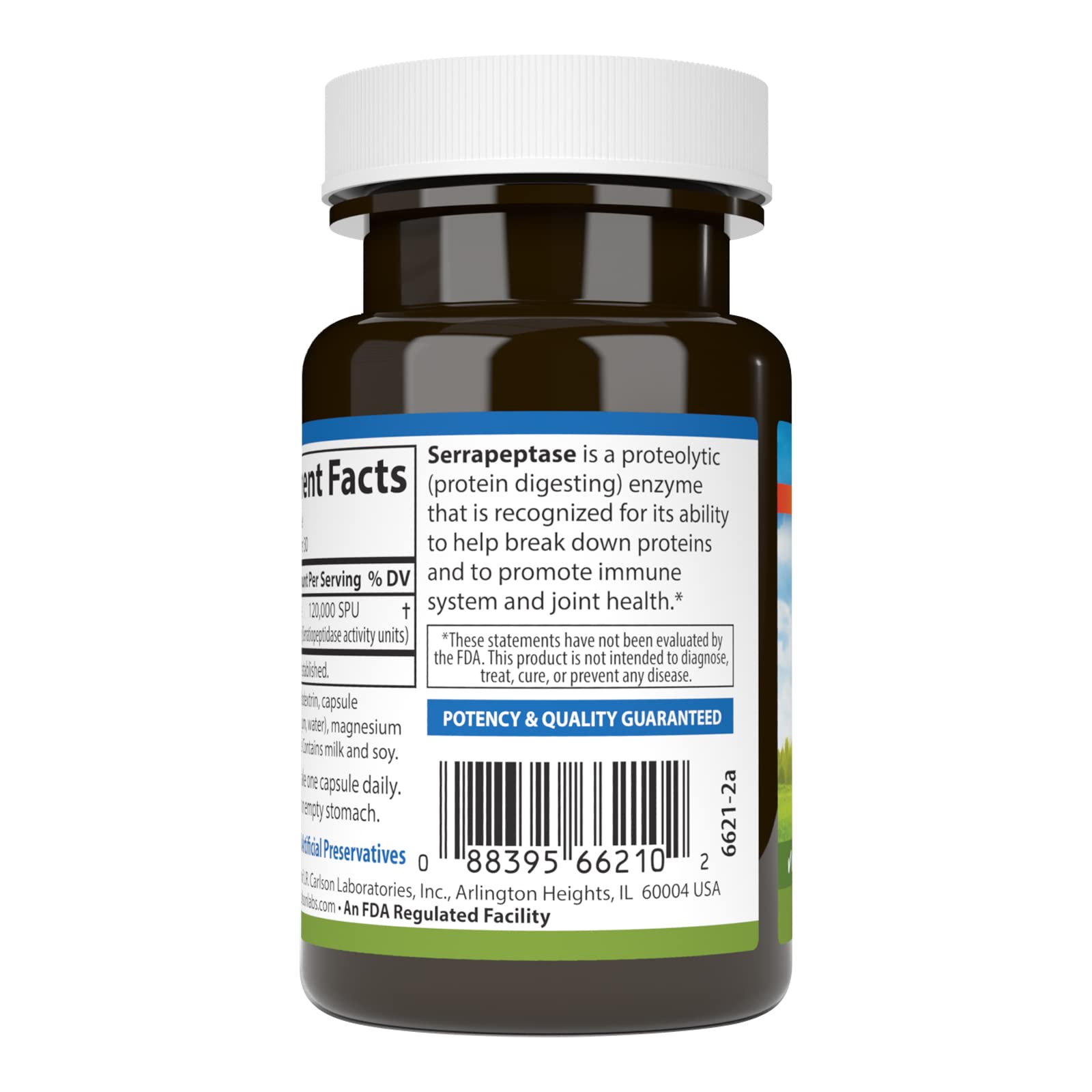 Carlson Serrapeptase capsules végétariennes pour le bien-être quotidien.