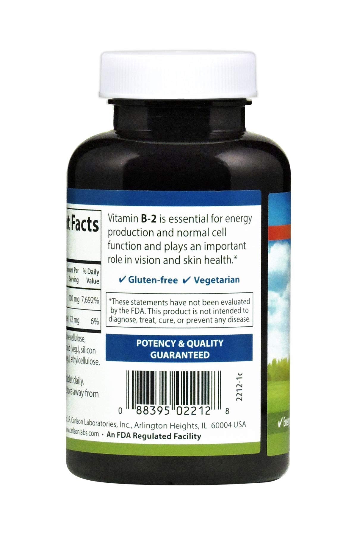 Carlson B-2 riboflavine flacon symbole d énergie et vitalité