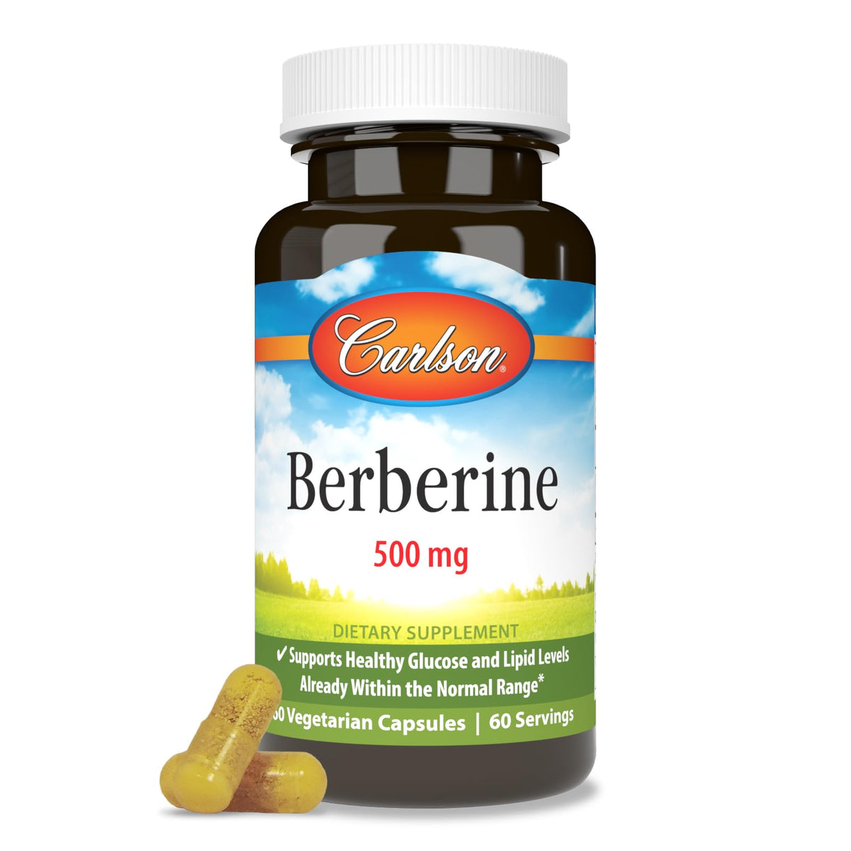 Carlson Berberine dans une bouteille verte, peut soutenir une routine lipidique équilibrée.
