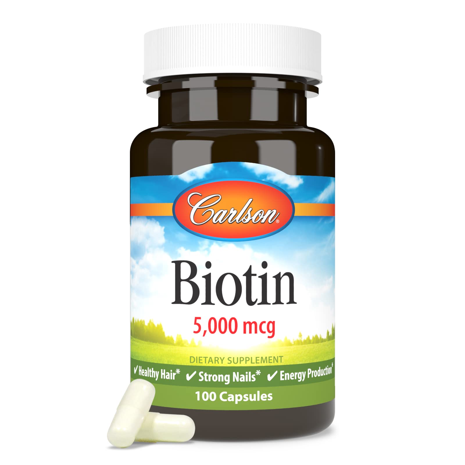 Carlson Biotine cheveux et ongles visuellement renforcés et sains.