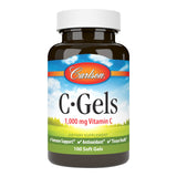 Carlson C-Gels 1000 mg, bouteille de gélules molles faciles à avaler.