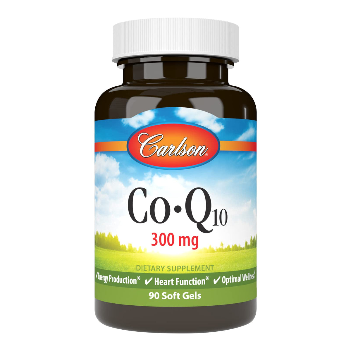 Carlson CoQ10, bouteille, soutien potentiel à l'énergie quotidienne.