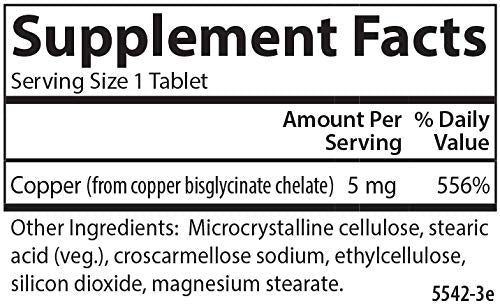 Carlson Cuivre chélaté 5 mg, comprimés, absorption améliorée pour le quotidien