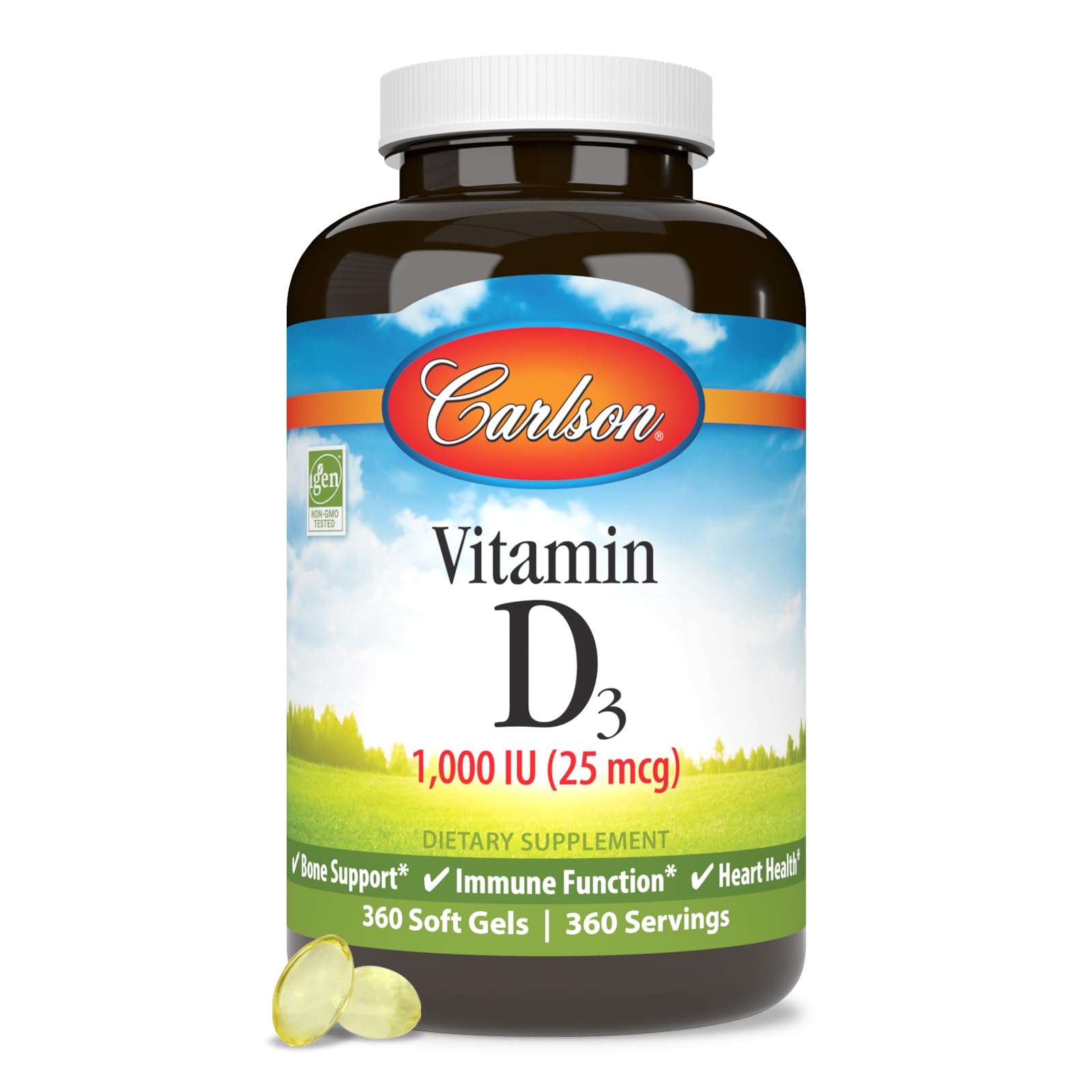 Carlson D3 1000 UI – étiquette lisible et informations de formulation.