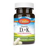 Carlson dose quotidienne D3-K2, capsules faciles à prendre avec un repas.