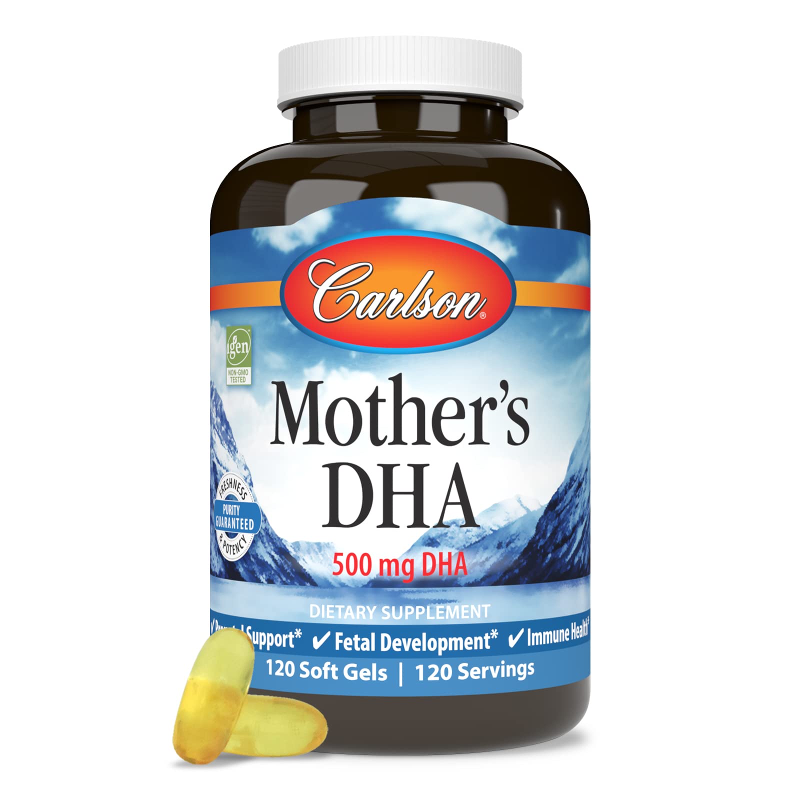 Carlson Mères DHA - tableau dosage sur l’étiquette.