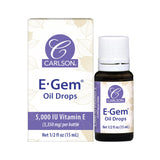 Carlson E-Gem Gouttes: flacon 15 ml en gros plan, hydratation délicate de la peau.