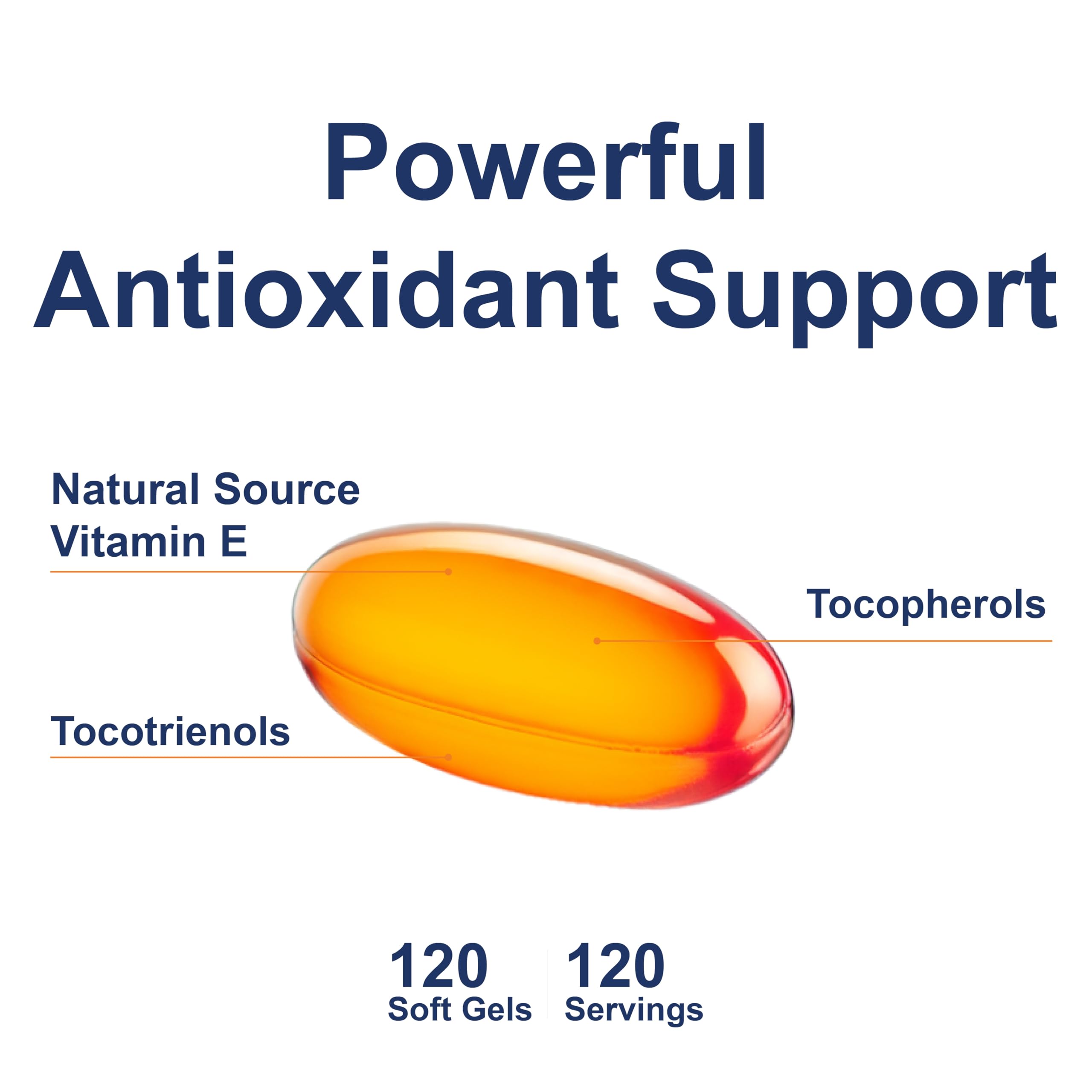 Carlson E-Gems Elite, tableau nutritionnel, détail des formes de vitamine E et posologie.