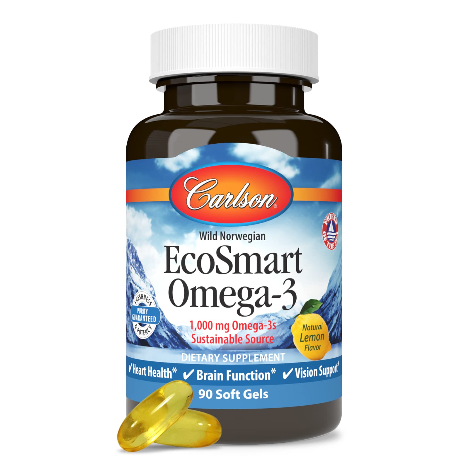 Carlson EcoSmart Omega-3 certification ami de la mer: choix éthique et durable.