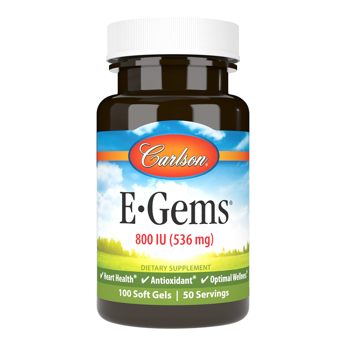 Carlson E-Gems bouteille de 50 gélules pour un apport quotidien en vitamine E naturelle