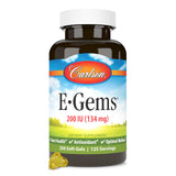 Carlson E-Gems dans une bouteille, vitamine E naturelle pour le bien-être quotidien.