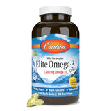 Carlson Elite Omega-3 Gems – bouteille ouverte, démontrant simplicité d'utilisation.