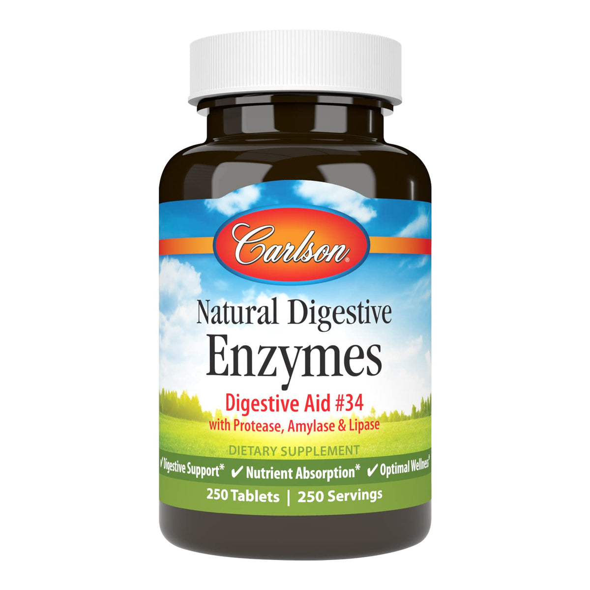Carlson enzyme digestif – bouteille sur fond clair, soutien digestif naturel