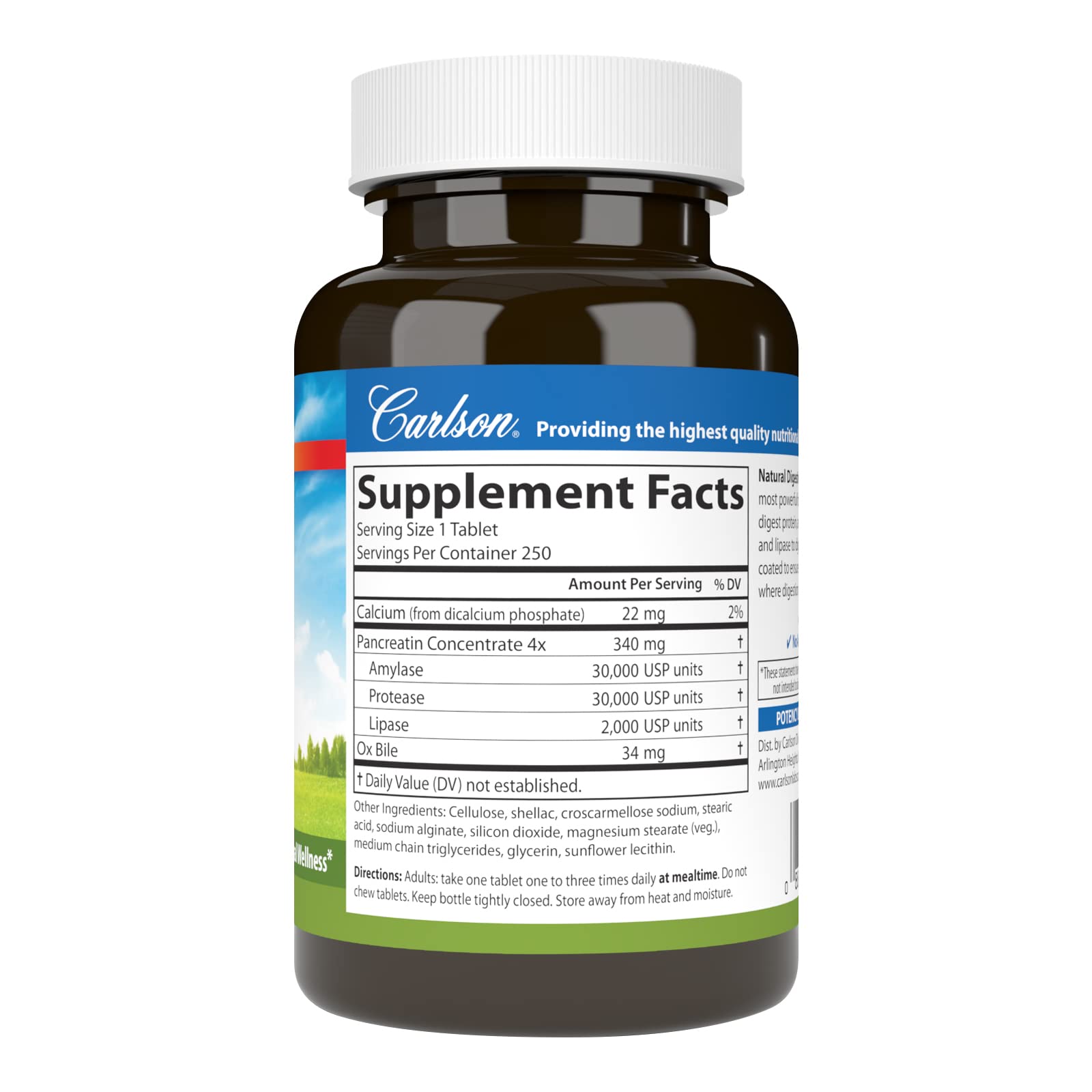 Carlson enzyme digestif – etiquette lisible, utilité nutritionnelle expliquée