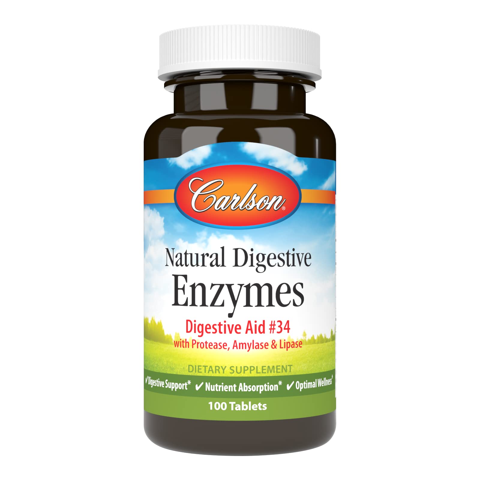 Carlson Enzymes Digestives: bouteille de gélules pour un soutien digestif naturel.