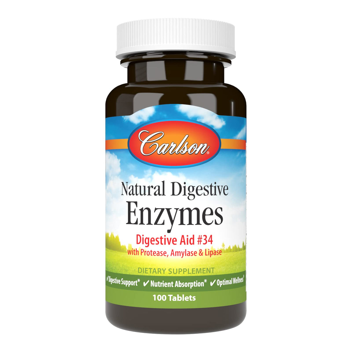 Carlson Enzymes Digestives: bouteille de gélules pour un soutien digestif naturel.