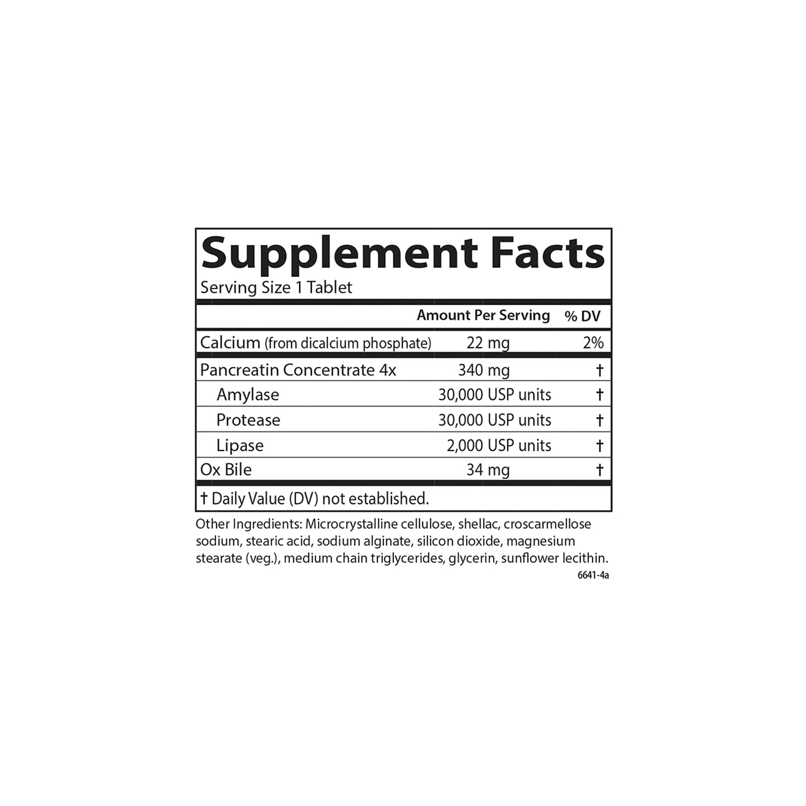 Formulation avec protéase, amylase et lipase pour graisses, protéines et glucides.
