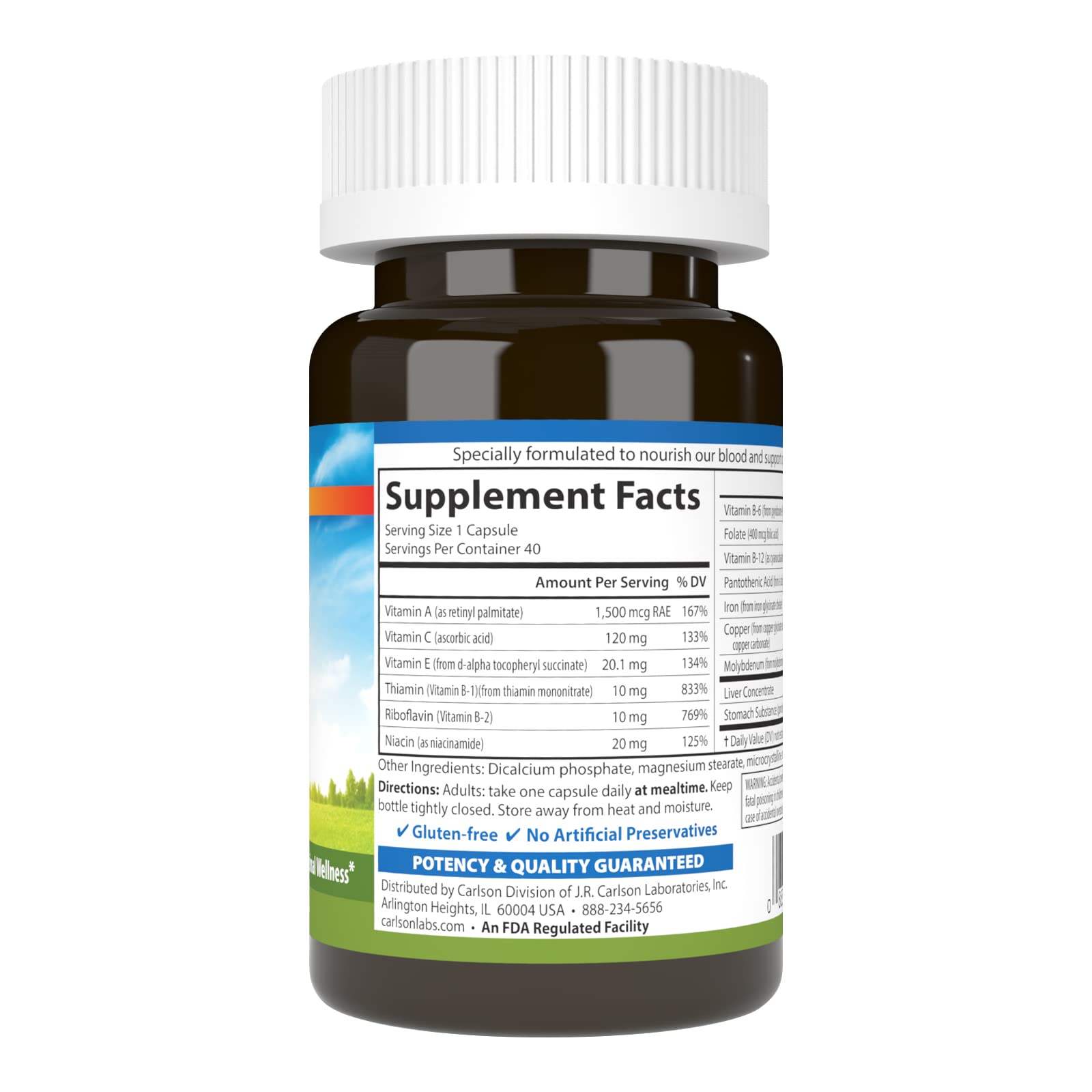Carlson fer 28 mg – absorption du fer facilitée.