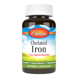 Carlson Fer chélaté 27 mg dans une bouteille, soutien potentiel de l’apport en fer.