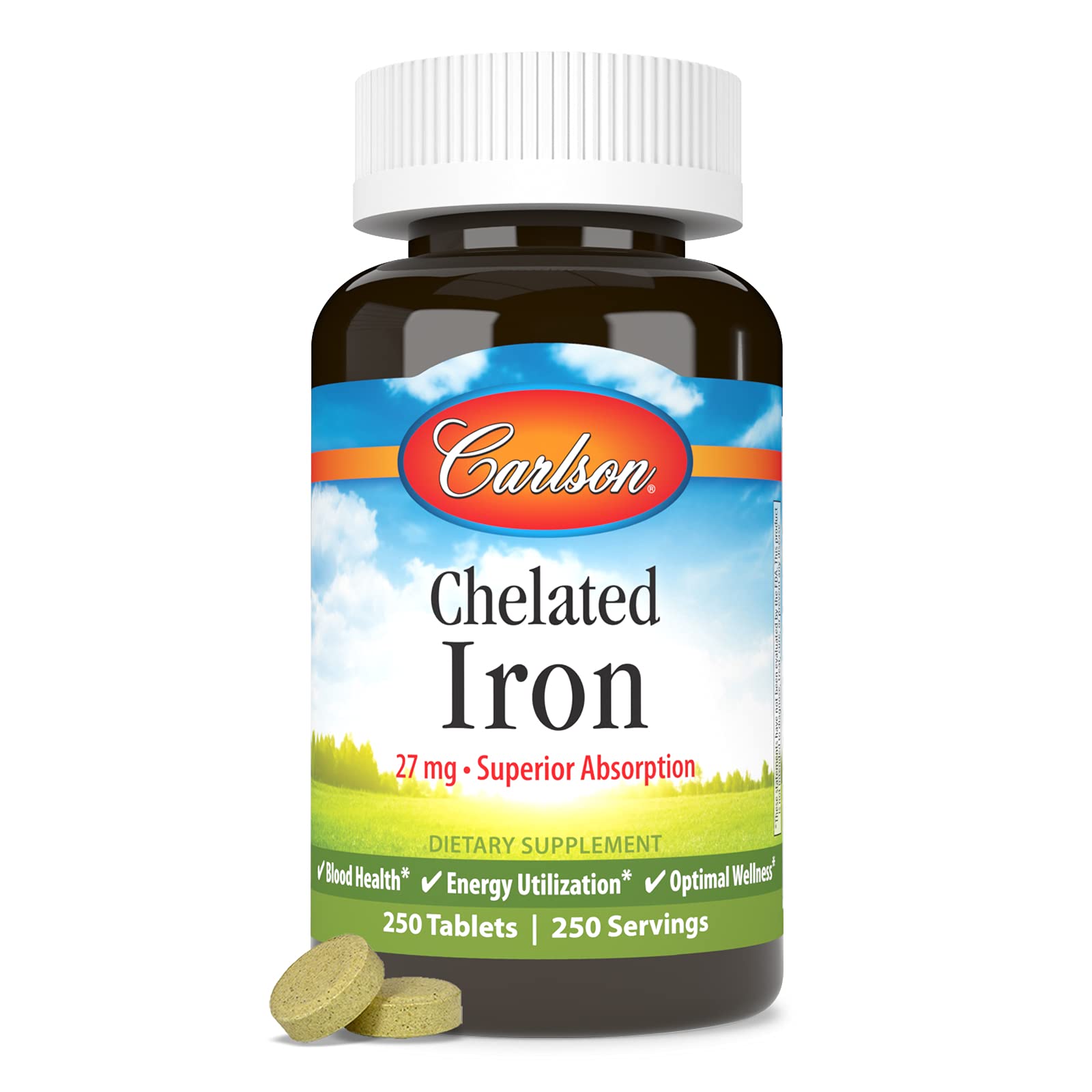 Emballage Carlson Fer chélaté, design clair et sûr.