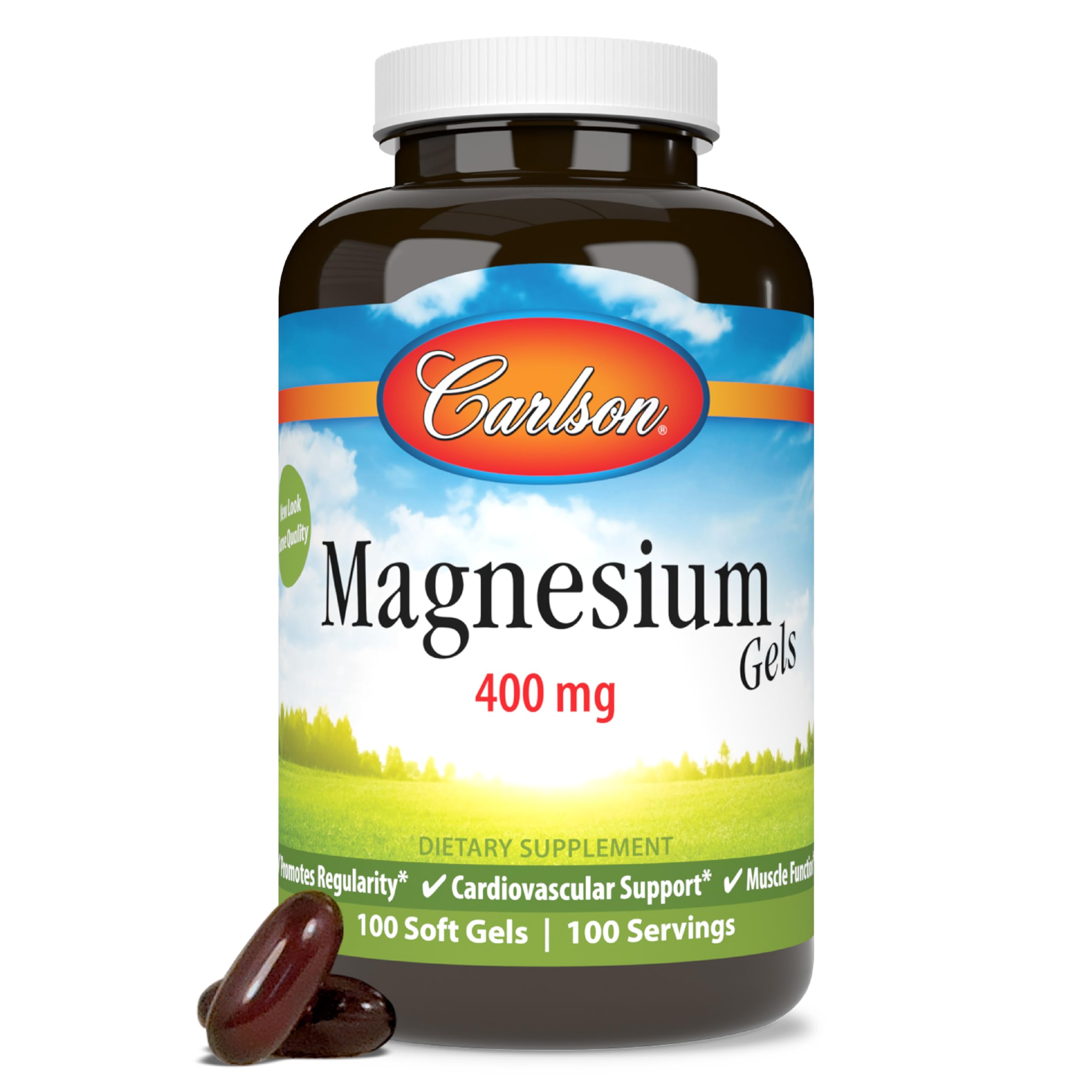 Carlson gélules magnésium 400 mg dans le flacon – soutien potentiel au muscle