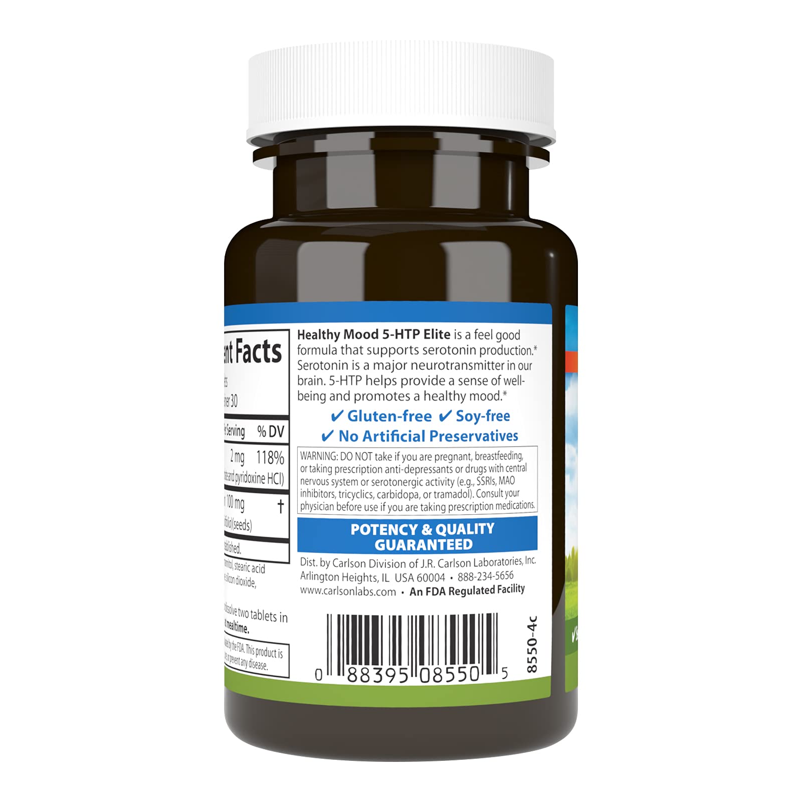 Carlson Healthy Mood tablettes-HTP-100mg, format pratique pour la routine du soir