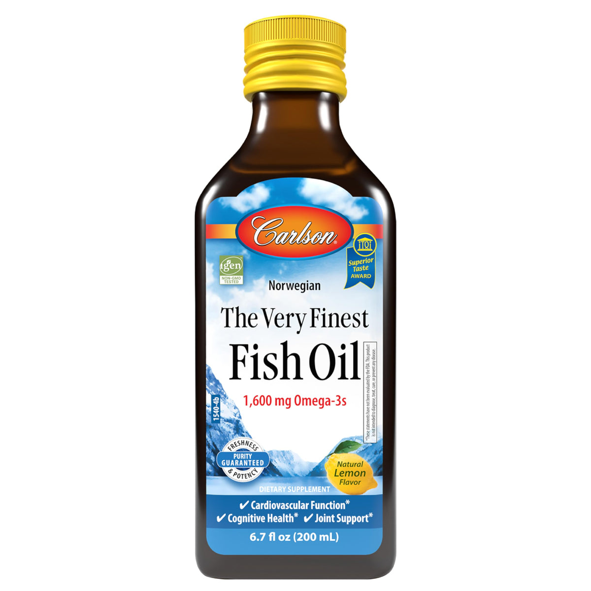Carlson huile poisson Finest - bouteille 200ml, apport quotidien en oméga-3.
