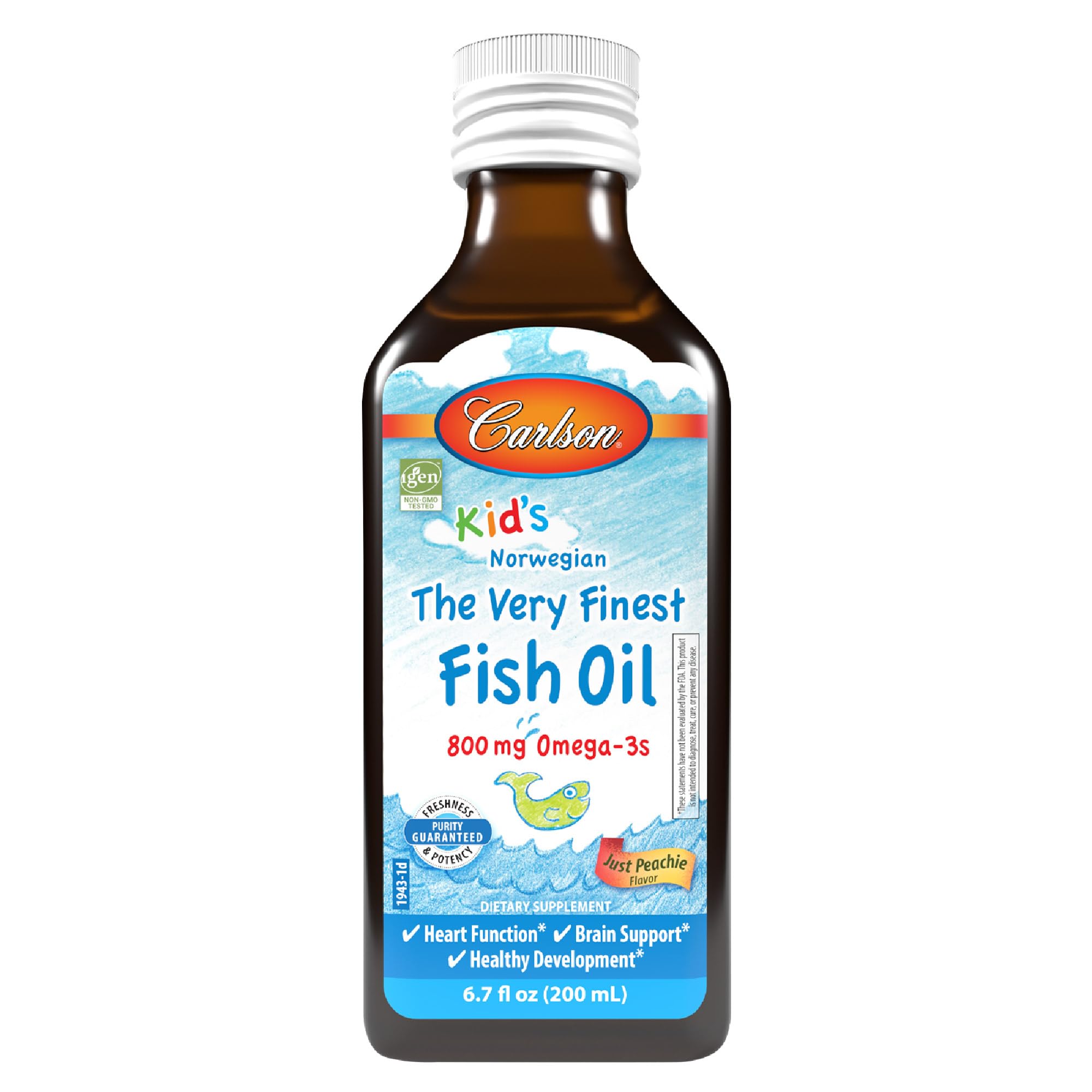 Carlson huile poisson enfant flacon – goût pêche naturelle et dosage facile.