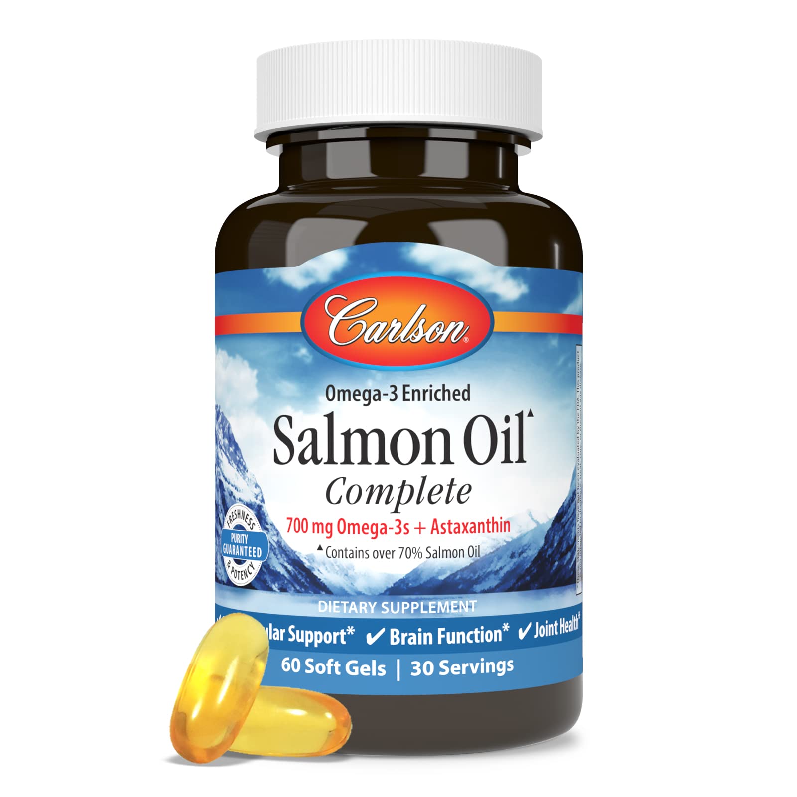 Carlson Huile Saumon Complete – visuel nutritionnel: 15 acides gras potentiels.