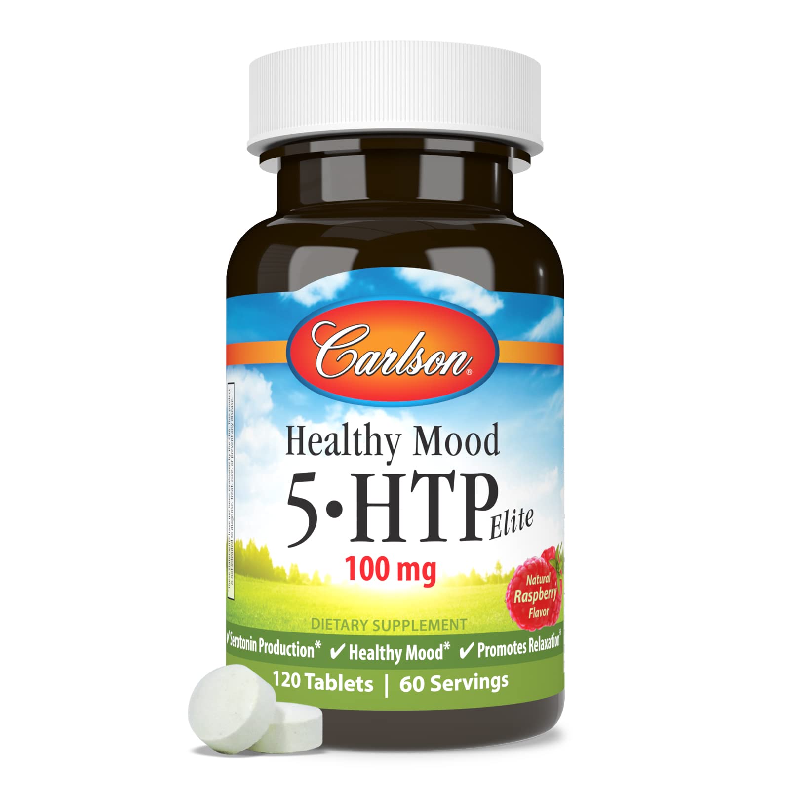 Utilisation quotidienne Carlson 5-HTP Élite en comprimé à mâcher pratique