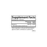Étiquette Carlson E-Gems détaillant ingrédients et valeurs nutritionnelles.