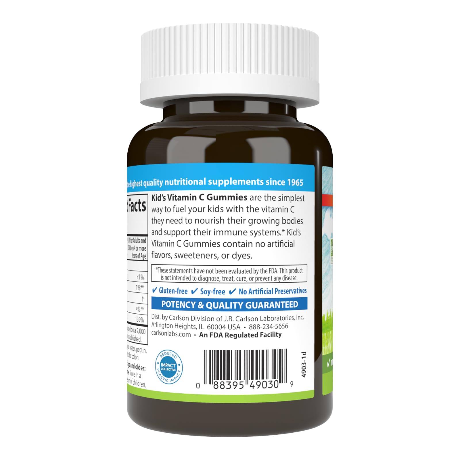 Carlson Labs gommes vitamine C pour enfants — emballage compact et pratique