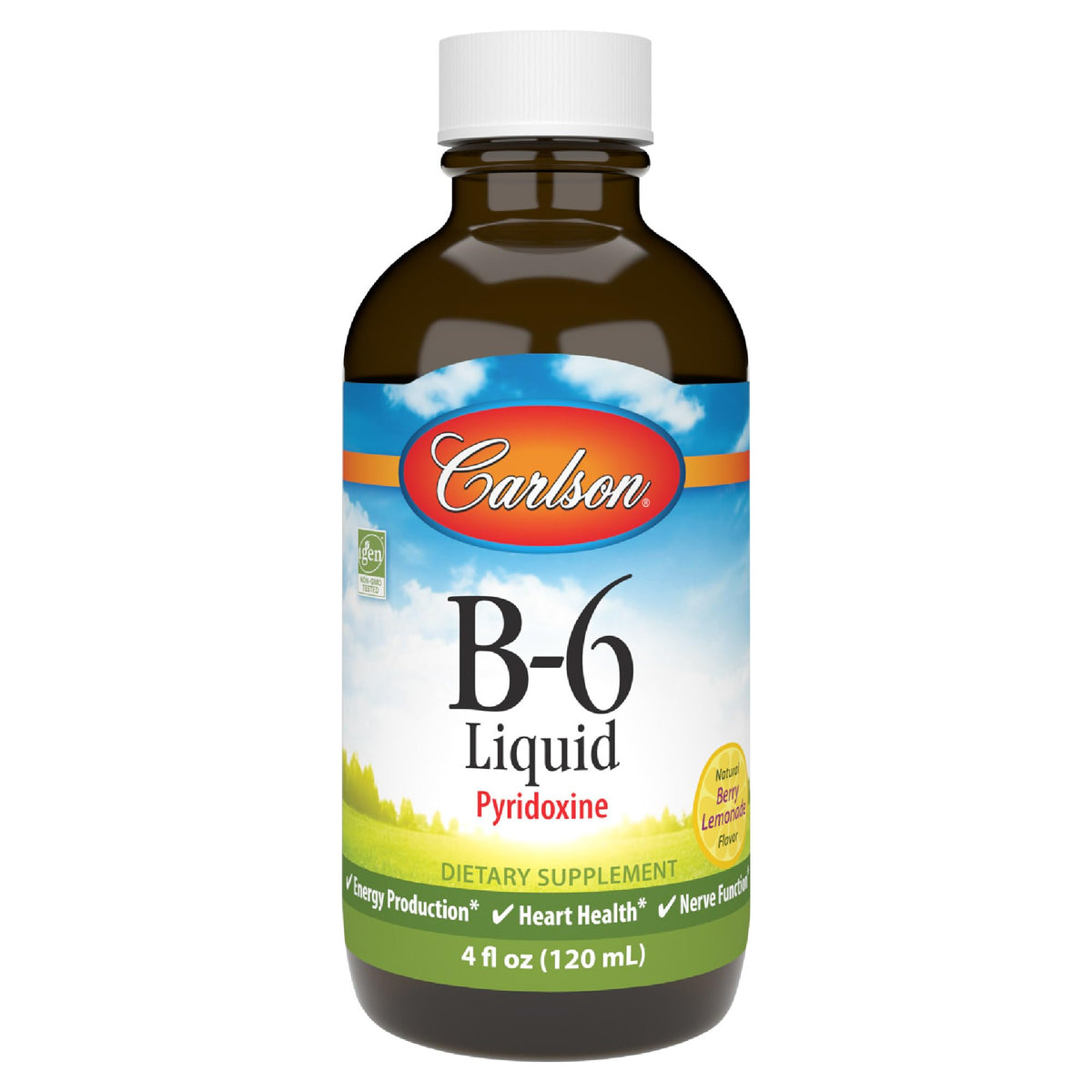 Carlson Labs Vitamine B-6 liquide - bouteille 120 ml, format pratique pour la routine quotidienne.