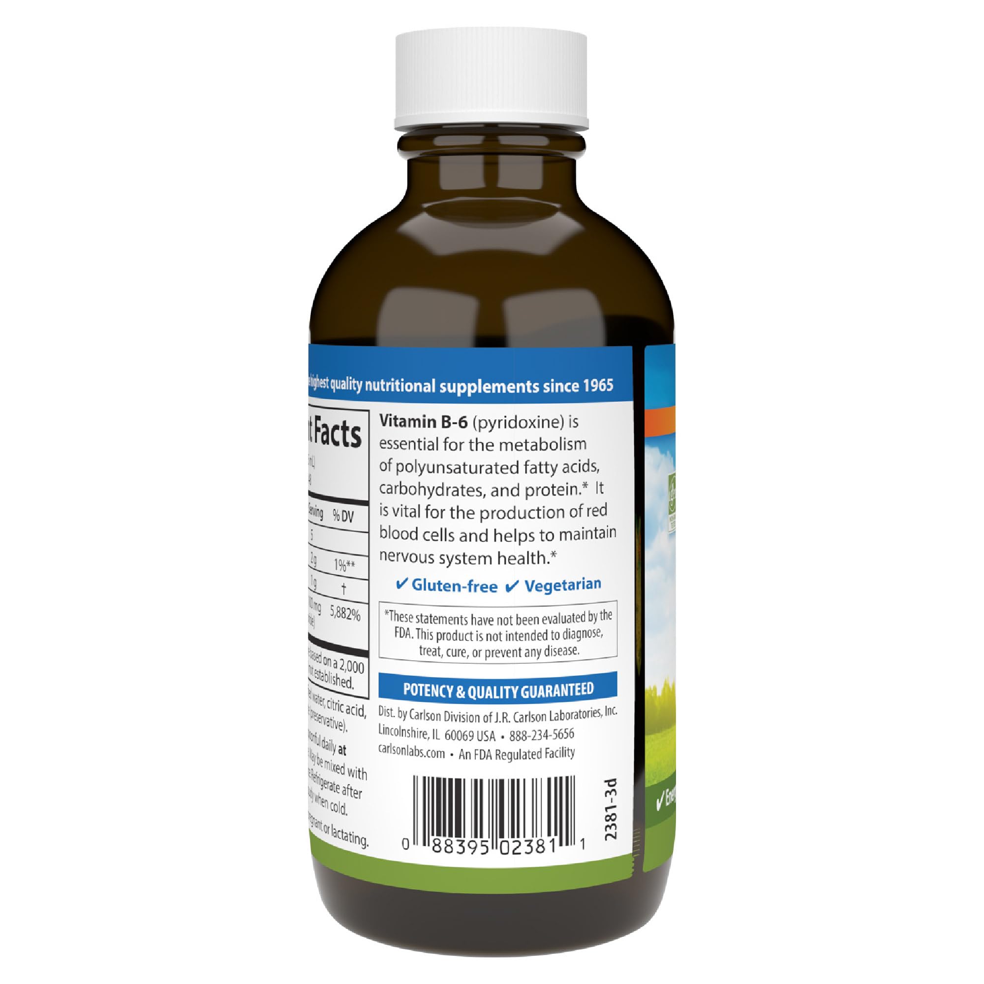Carlson Labs Vitamine B-6 liquide - utilisation quotidienne possible dans une routine santé.