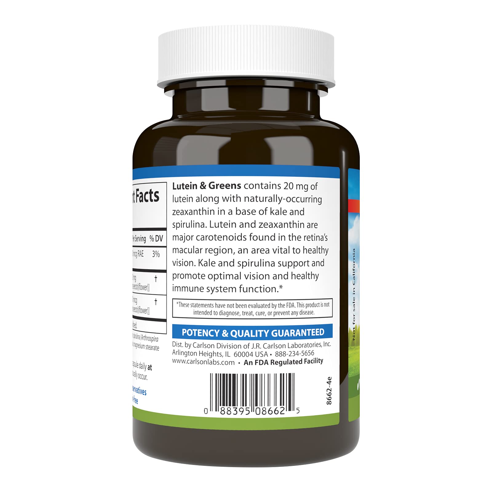 Carlson Lutein et Greens – kale et spiruline, source d'antioxydants