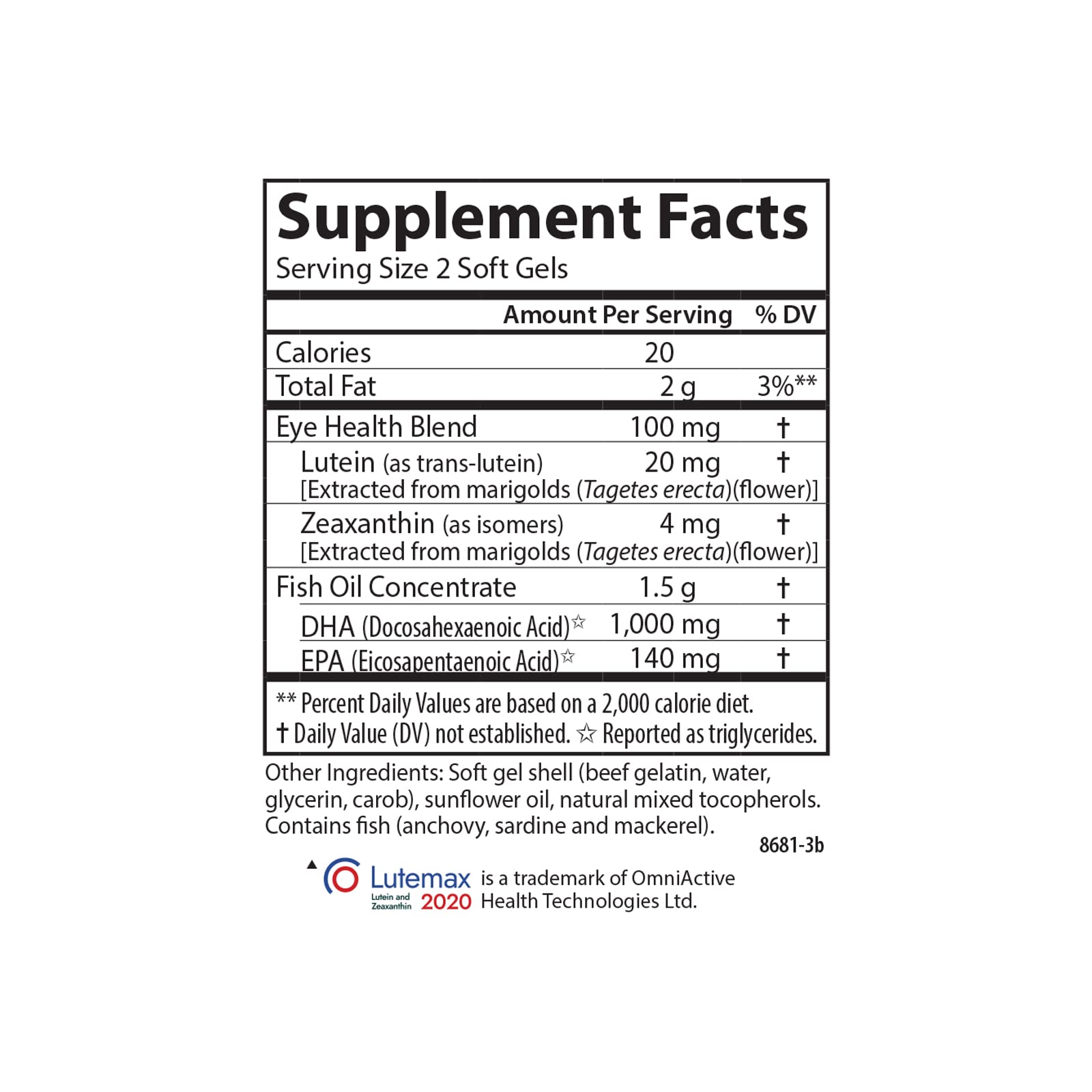 Carlson Lutéine 20 mg – présence lutéine pour la macula.